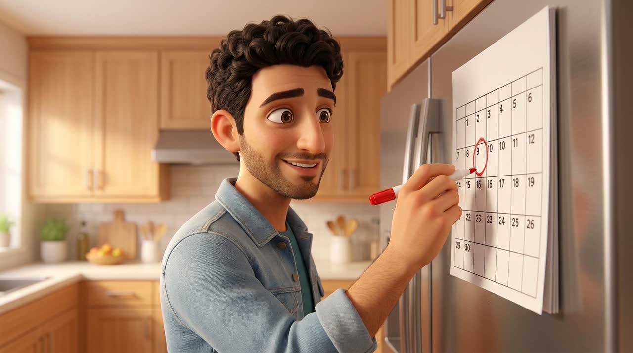 יוסי מסמן תאריך בלוח שנה